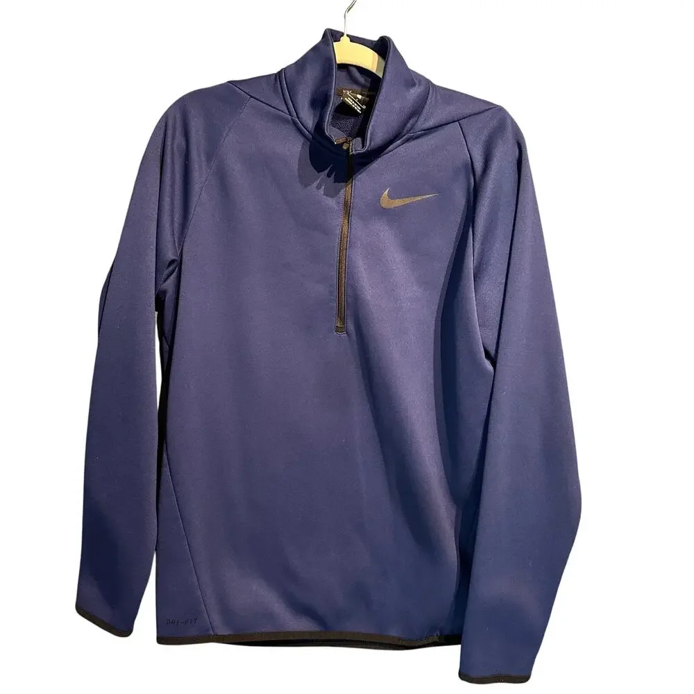 Nike Dri-Fit Size Small Navy 1/4 Zip Pullover Gym Workout Running Sportswear